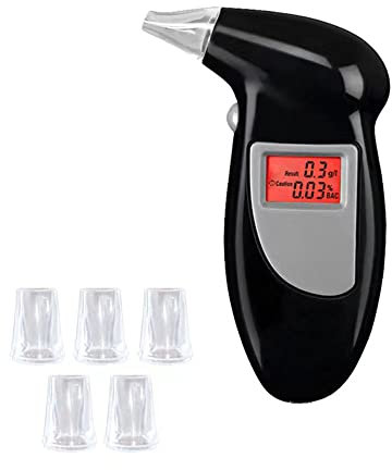 CAM2 Alkoholtester,Promilletester, Polizeigenau Alkoholmessgeräte mit 5 Mundstücken,Alkohol Tester Mit LED-Display Digital Schnell