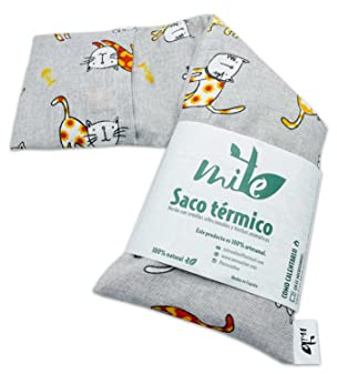 Saco térmico de semillas y lavanda con funda (50cm x 16cm) (Gatito)