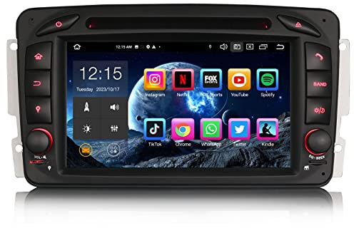 Erisin 8 núcleos 4GB RAM 64GB ROM Android 13 Radio Coche Bluetooth GPS Navegación para Mercedes Clase C/CLK/G W203 W209 Vito Viano Soporte Carplay Android Auto DSP CD WiFi Dab+ TDT OBD2 USB TPMS