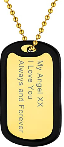 Supcare Vatertagsgeschenk Herren Personalisiert Dog Tags Halskette, Erkennungsmarke Hundekette Anhänger Gravur Name Text Edelstahl Militär Armee Kette Hund Necklace Modeschmuck für Frauen Jungen