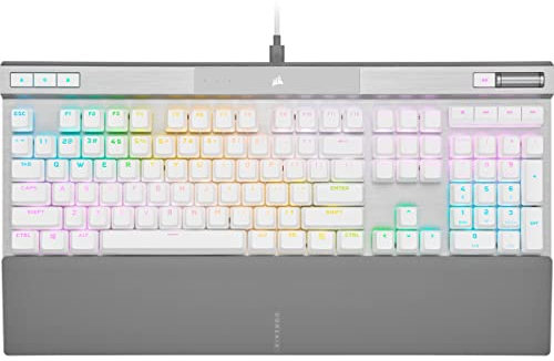 Corsair K70 PRO RGB Optical-Mechanical Gaming Keyboard - OPX Linear Switches, PBT Double-Shot Keycaps, 8,000Hz Hyper-Polling, Magnetic Soft-Touch Palm Rest - NA Layout, QWERTY - White