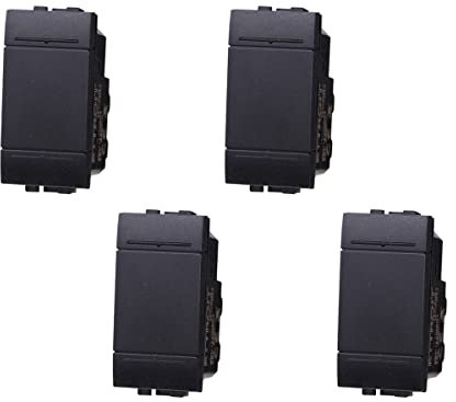 Interruttore Unipolare 1P 1M 16A, Compatibile Con Bticino Living Light, Da 1 Posto Modulo (4 Pezzi, Nero)