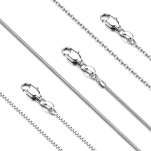 YADOCA Silver Chain Necklace For Women Non Tarnish - 1mm Thin & Strong Stainless Steel Necklaces Chains 3Pcs Hypoallergenic Waterproof Summer Beach Jewelry Gift Size 16 18 20 22 24 28 30 Inches