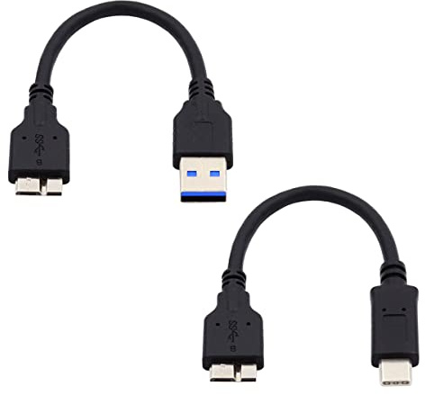 xiwai Juego de 2 cables de datos USB 3.1 USB-C tipo C a Micro 3.0 y USB 3.0 tipo A macho a Micro 3.0 B macho SSD de disco de 15 cm