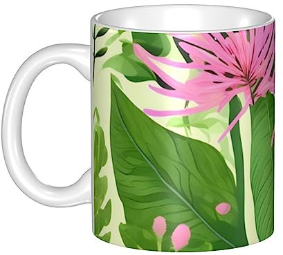 FInpan Tazza da caffè in porcellana con fiori rosa – regalo per gli amanti del caffè per moglie, mamma, 330 ml, adatta per caffè, tè, cacao caldo.