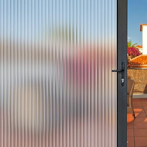 Sichtschutzfolie für Fenster Geriffelte Glasfolie, 3D-Fenster-Sichtschutzfolie, Nicht klebende Fensterabdeckungen, statisch haftende Fensterfolie for Badezimmertüren Fensteraufkleber (Size : 90x200 c