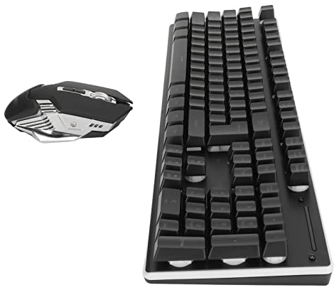 Topiky Combo Clavier et Souris de Jeu sans Fil, Souris 7D 3200 DPI, Clavier de Jeu à Sensation Mécanique, Rétroéclairage LED RVB, Souris Rechargeable avec Batterie 2000 MAh, pour PC Gamer