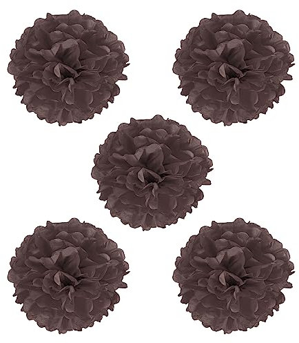 PATIKIL 8 Fazzoletto Pom Pom Fiori, 5pz Carta Fiore Palla per Matrimonio Sposa Doccia Compleanno Addio Nubilato Festa Sfondo Decorazione, Marrone