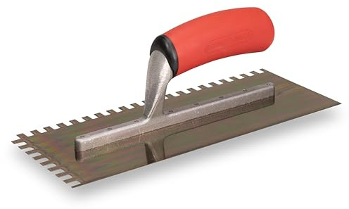 BARWALT Ultrastainless Notched Trowel, Square 1/4 x 3/8 x 1/4 Inch Notches, Stainless Blade Tiling Tools, BWT70954