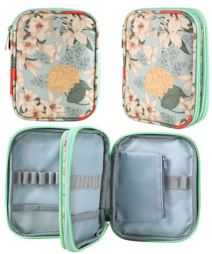 Oaygat Crochet Hook Case Empty Zipper Storage Organiser Bag Portable Knitting Tote Storage Bag Embroidery Bag for Crochet Hooks Circular Sewing Tools Kits Travel Organiser Case with Multiple Pockets