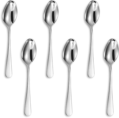 KEAWELL Premium Louise Demitasse Espresso Spoons, 18/10 Stainless Steel Mini Coffee Spoons, Dishwasher Safe (5.6 inches, 6)
