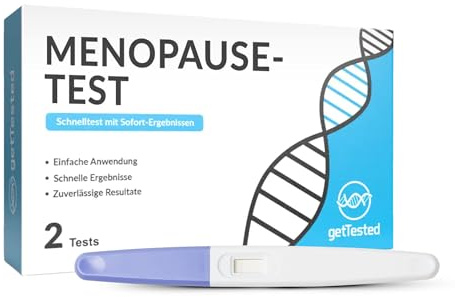 GetTested Menopause-Test Kit für Zuhause mit 2 Teststreifen, privater, schneller Perimenopause-Test und Menopause-Stadium-Indikator, bequem und zuverlässig für Frauen zuhause