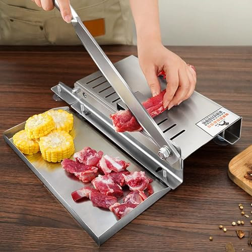 YUNYHAO Manual Bone Meat Slicer/Stainless Steel Rib Meat Slicer/Household Commercial Food Slicer/Suitable For Fish, Chicken, Beef, Meat, Vegetables And Deli
