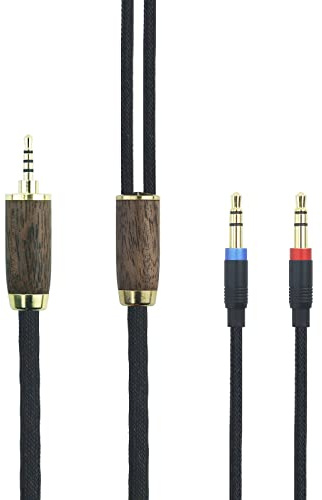 ABLET Trrs, cavo bilanciato da 2,5 mm, compatibile con cuffie Hifiman Sundara, Ananda, Arya, HE400SE, HE4XX, Edition XS (versione 2 x 3,5 mm), cavo placcato in argento rame 7N OCC, custodia