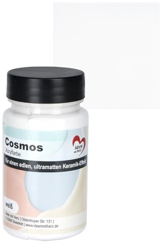 Ideen mit Herz Acrylfarbe Cosmos | ultra matt | Keramik Effekt | 90 ml (weiß)