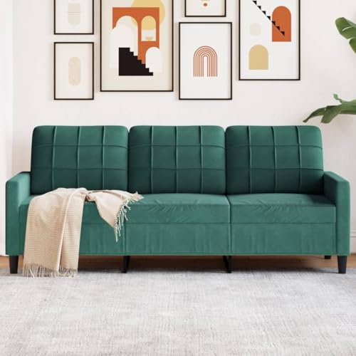 Willood 3-Sitzer-Sofa Polstersofa für Wohnzimmer, Couch Loungesofa Metallgestell, Dreisitzer Samtsofa Sitzmöbel, Modern Dunkelgrün 180 cm Samt