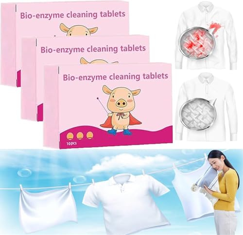 Lot de 3 boîtes de tablettes de nettoyage multi-fonctions, sel explosif bio-enzyme, pastilles de nettoyage concentrées à dissoudre multifonctionnelles, tablettes de nettoyage tout usage pour