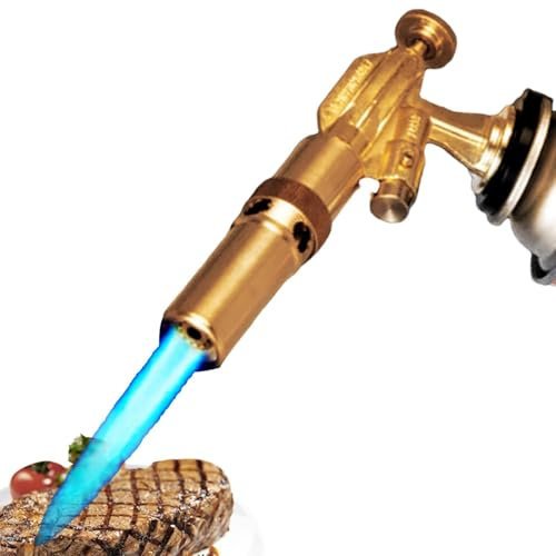 Wezalget Testa della torcia per soffiaggio - Potente torcia da cucina con grill con blocco e fiamma regolabile - Testa professionale per cannello da cucina per grigliare, cucinare alla fiamma,