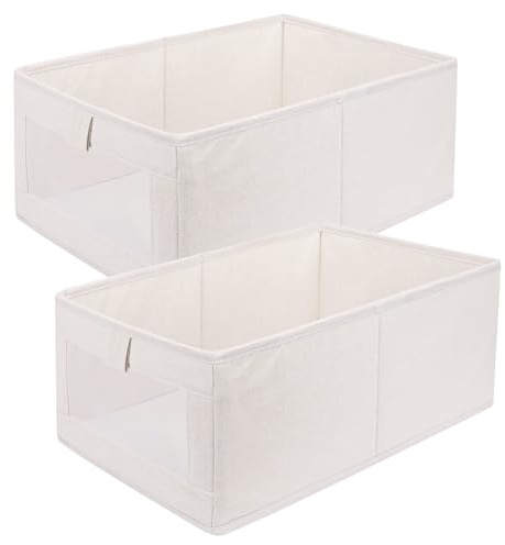 XIKAYA Cajas de almacenamiento para armario,Cubo de almacenamiento plegable de tela con ventana transparente,caja plegable,para ropa,juguetes,ropa,libros(2 piezas/set)