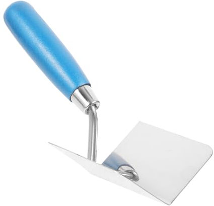 Cazzuola Angolare in Acciaio Inox Manico Blu per Rifinitura
