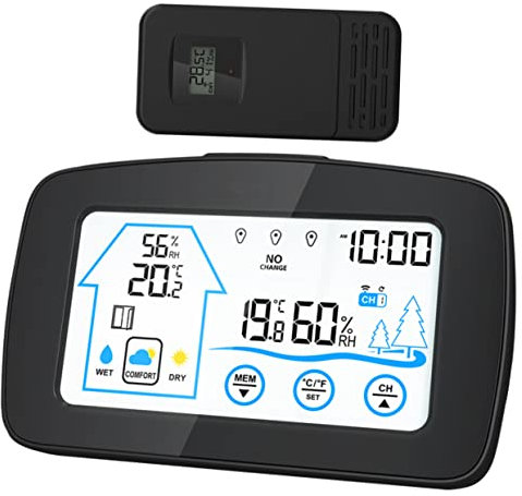 Yardwe Digitales Thermometer Für Zuhause Innen-außenthermometer Mit Feuchtigkeitsmesser Wetterstation Für Drinnen Und Draußen Lcd-display Funktechnologie