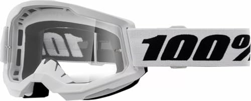Parts Europe 100% Unisex Erwachsene MX Cross Brille Strata 2 weiss - clear Lens
