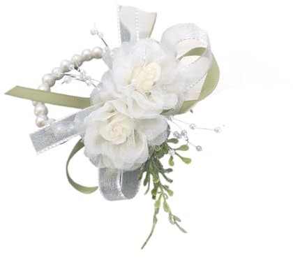 TXLEAPEY 2 st pärlor handled blomma bröllop corsage armband band bal brud brudtärna corsage festivaler firande tillbehör tillbehör (färg: A)