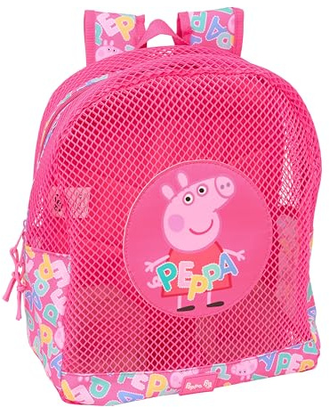 PEPPA PIG - Mochila Infantil de Playa, Anti Arena, con Asas, Fácil Limpieza, Ideal para Niños de Diferentes Edades, Cómoda y Versátil, 32x12x38 cm