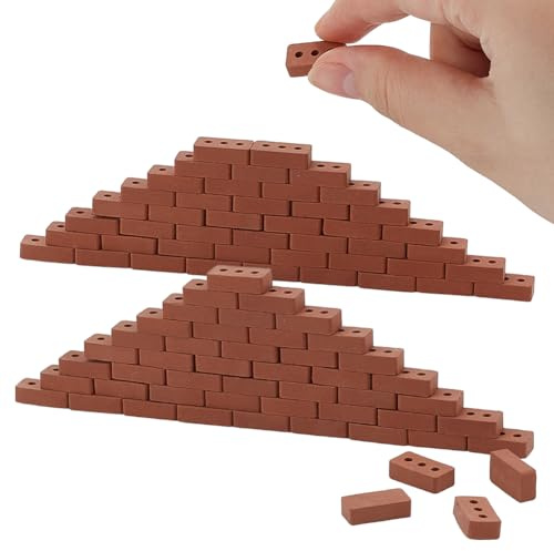 arricraft 120 Packung Rote Mini Steine Im Maßstab 1:12 Winzige Ziegel Für Die Landschaftsgestaltung Miniatur Ziegel Dachziegel Für Puppenhaus Mikro Landschaftsdekoration Zubehör 16x8x4.5mm