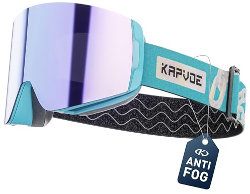 KAPVOE Skibrille Anti-Beschlag Herren Damen Snowboardbrille OTG für brillenträger mit Magnetischen Wechselgläsern,UV-Schutz, Schneebrille für Skifahren & Wintersport K718