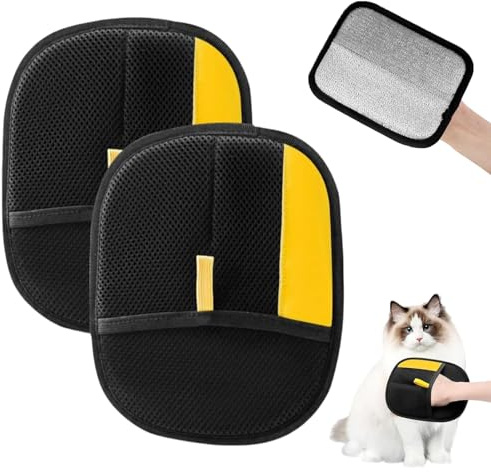 VPAFPEKG Tierhaarentferner Handschuh, 2 Stück Fell Magnet Handschuh, Pet Hair Remover Glove, Katzenhaarentferner Doppelseitiger Fellmagnet, Wiederverwendbarer Haarentfernungshandschuh für Katzen Hunde
