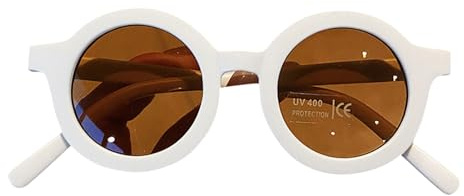 Barn solglasögon, retro barnsolglasögon, solglasögon med UV-skyddande integrerade, strömlinjeformade bågdesign näskuddar med högupplösta linser, Vit, Siehe Beschreibung