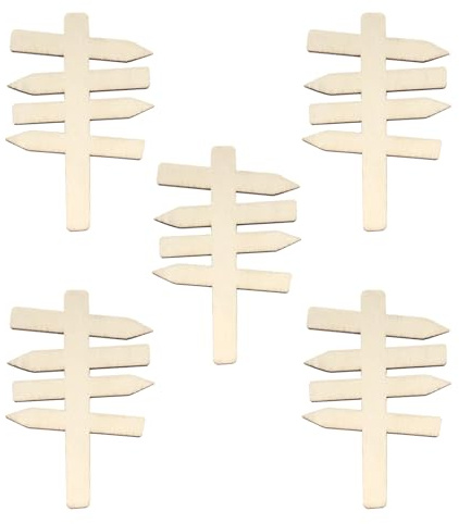 KQDRAVINE Segnaletica in miniatura in legno 5 pezzi, 7x5 cm Segnaletica fai da te Accessori per gnomi per giardini in miniatura Case delle bambole Case dei nani