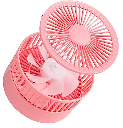 Mikinona Ventilador Portátil USB Recargable Plegable Pequeño para Mesa y Viaje con Función Soporte para Móvil Color Rosa