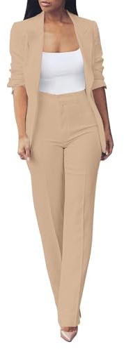 Elegant och kurvig damensemble, formell affärsjacka, lätt, byxor och jacka med långärm, kontorsdräkt, arbetskläder, dressjackor, S