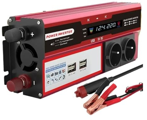 Convertisseur Onduleur 4000W 3000W pour Camping-Car Transformateur DC 12V vers AC 220V 230V avec 4 Prises USB UE Et Affichage LED Onduleur(3000W)