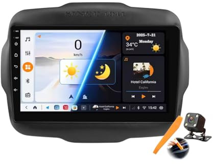 Y200s,YLOXFW Android 15.0 Coche Radio 2 DIN Estéreo para Je-EP Renegade 2016-2020 GPS Sat Navi 9''Cartablet Multimedia Vídeo Reproductor BT FM Receptor con Carplay 4G 5G WiFi DSP SWC