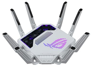 ASUS GT-BE19000AI Tri-Band WiFi 7 (802.11be) AI Gaming Router, 320MHz Bandwidth & 4096-QAM, MLO, Dual 10G Ports, AI Game Boost, Gaming Network, Aura RGB, AiMesh Support, Guest Network Pro