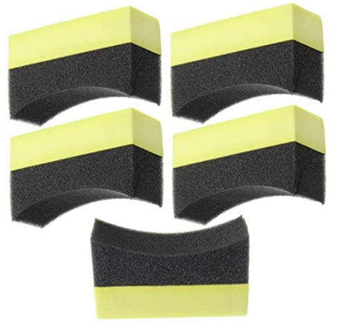 Tire Dressing Applicator Automotive Car Detailing Sponge Washer Curved Foam Cleaning Tool 5PCS Tire Shine Applicator Car Foam Sponge Tool Tyre Pad