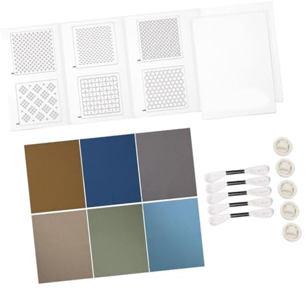 WNDUOKXH Geometriskt Sashiko-underläggskit för nybörjare, förtryckt mall ingår, förtryckt mönster, det vattenlösliga mönstret är mycket praktiskt, Set A