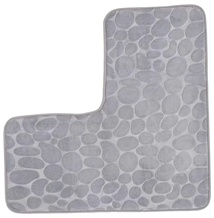 SiaBiced Badematte für Eckduschen, rutschfeste Badematte, wasserabsorbierende, L-förmige, waschbar, Duschmatte für Badezimmer, Duschen, Badewannen, Toilette, Küche, Grau