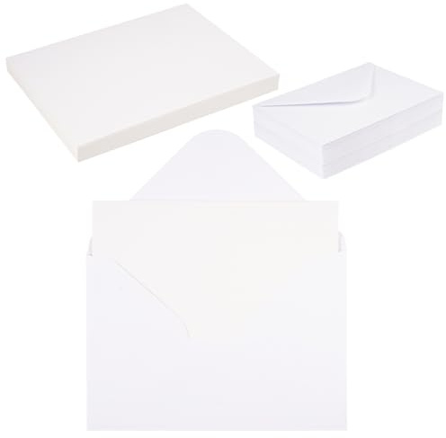 50 Stück Klappkarten Blanko mit Umschlag für Grußkarten, Geburtstagskarten | Blanko Karten zum Selbstgestalten, 11,4 x 16,2 cm C6 Briefumschläge mit Weiß Kreative Faltkarten A6