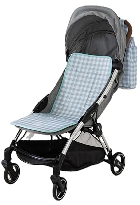 Baby Pasitos Colchoneta Bebé Universal 34x84 cm y/o Bolso Organizador Carro 35x33x10 cm – Accesorios Silla Paseo – Transpirable 3D – Pack Disponible (Colchoneta Cuadros Verde)