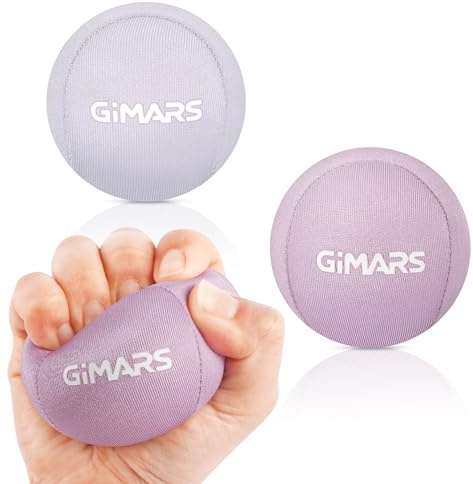 Gimars 2 Pzs Bolas Antiestrés con 3 Niveles de Resistencia-Suave/Alto | Gel Suave, Lycra Confortable, Bolsa de Transporte, Compactas y Portátiles, Fortalecimiento de Manos, Entrenador de Dedos