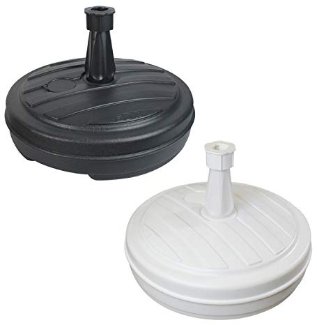Guaranteed4Less Parasol Umbrella Base Stand Sand Water Plastic Pole Garden Beach Patio Sun Shade (Black & White)