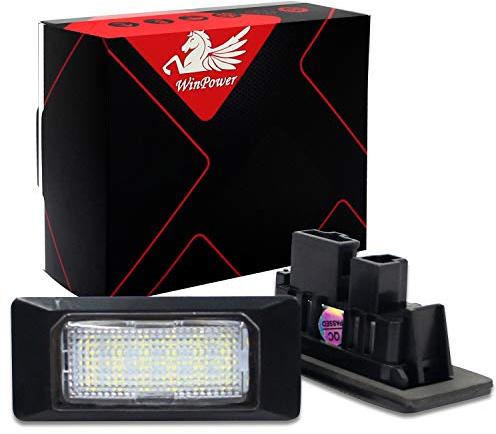 WinPower Kennzeichenbeleuchtung Nummernschildbeleuchtung Lampe mit CanBus Fehlerfrei 6000K Weiß Kompatibel mit Touran/Sharan/Polo/Tourage/Jetta6/Golf6 Variante usw., 2 Stück