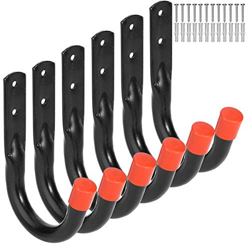 Yisunnan Wall Mount Garage Storage Hooks, Heavy Duty Steel Storage Hook Great for Garden Tools, Hoses, Lawn Mowers (5.5Inch x 4Inch)