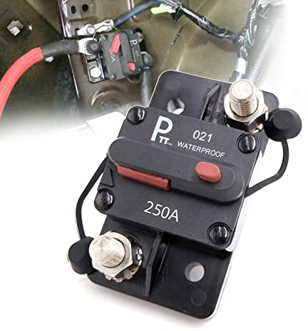parts PTT Hi-Amp 3/8'' stud Leitungsschutzschalter 250 Amp 12V 48VDC Wasserdicht IP67 Thermischer Batterieschalter T3 Manueller Reset-Schutz für Marin Schwerlastwagen