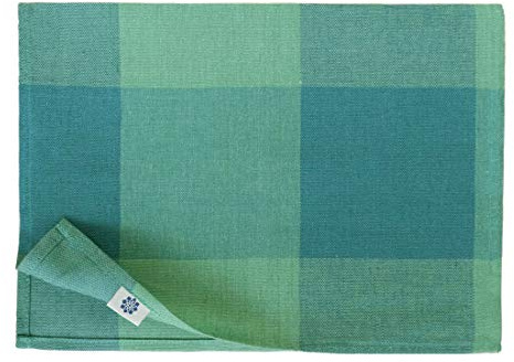 Linen & Cotton Tovagliette di Stoffa A Scacchi Emerald Set di 2-100% Lino, Verde Menta Verde (30 x 45 cm, 2 Pezzi) Tovagliette Colazione Sottopiatto Lavabili Autunnali Moderni per Cucina Ristorante
