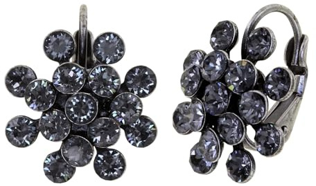 Konplott: Ohrringe Magic Fireball grey crystal mini, klassische Blüten-Ohrringe mit Kristallen in kleinerer Ausführung grau, für Damen/Frauen